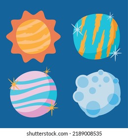 space outer set four icons