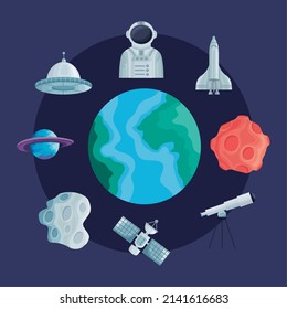 space outer set nine icons