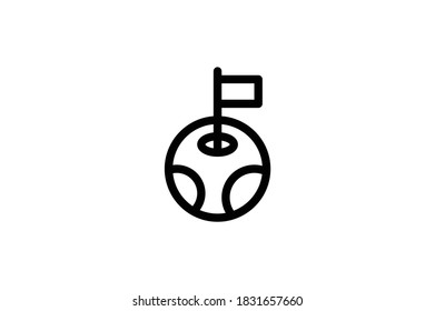 Space Outline Icon - Flag On Moon