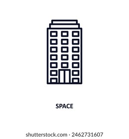 space outline icon.  Thin line icon from buildings collection. Editable vector isolated on white background