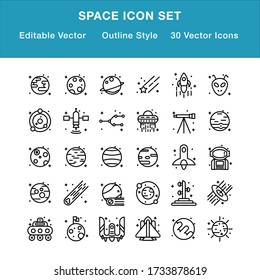
Space Outline Pixel Perfect Icon Set
