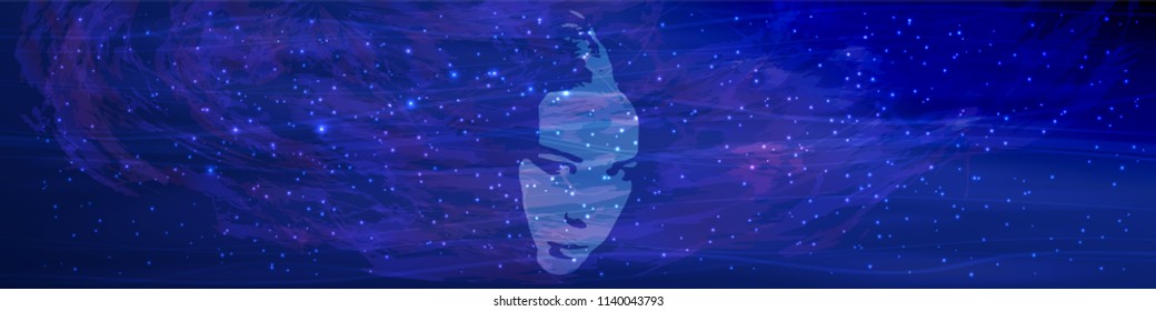space panorama horizontal orientation. beautiful maid. the girl's face