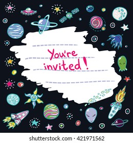 Space party invitation. 
