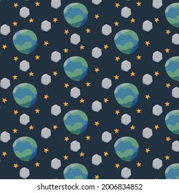 space pattern with earth and meteor