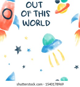 Space pattern hand drawing illustration vector
