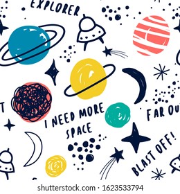 Space pattern hand drawing illustration vector
