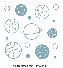 space pattern with hand drawn planets