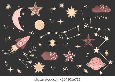 Patrón de espacio para niños, niños. Cosmos papel de regalo de fondo. Galaxia, Fondo de pantalla universal