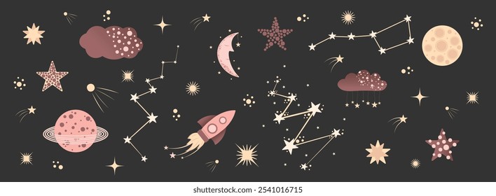 Espaço padrão para crianças, crianças. Papel presente de fundo Cosmos. Galáxia, papel de parede do universo