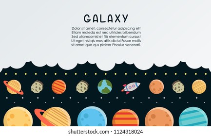 Space pattern with planets and spaceships, background