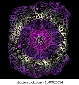 Space pattern. Planets, ufo, doodle