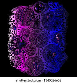 Space pattern. Planets, ufo, doodle