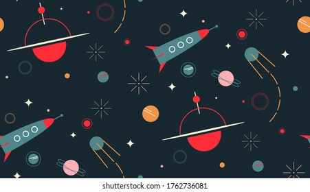 Space pattern seamless design. Decoration textile and paper series