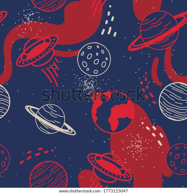 Space pattern seamless design. Decoration textile
and paper series