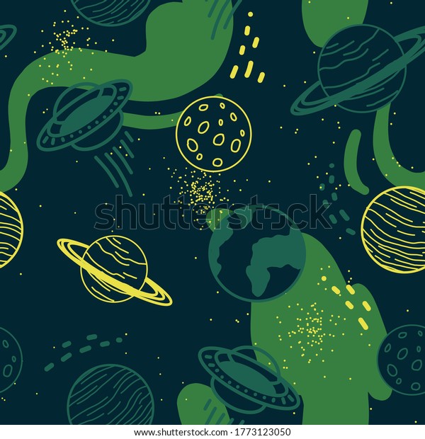 Space pattern seamless design. Decoration textile\
and paper series