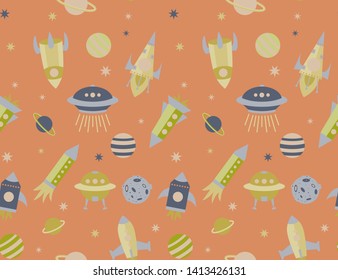Space pattern seamless design for kids