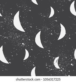 Space pattern with stars, planet and moon. Cosmos Background. Night Sky. Hand-Drawn Vector illustration. You can decorate T-shirts, swimsuits, hats, pants, bags, phone cases, and combine to create 