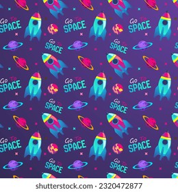 SPACE PATTERN, SUITABLE FOR CHILDREN'S CLOTHES, AND BOOK MAGAZINE COVERS