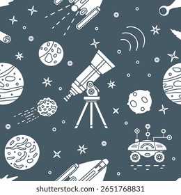 Space Pattern Telescope Planets Shuttle Galaxy
