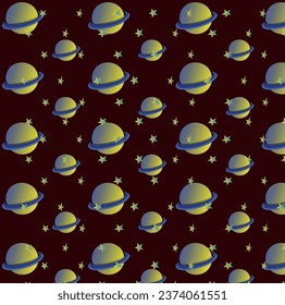 Space, patterns on a red background. The planets Saturn.