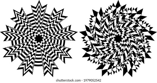 space patterns stars in op art style on white background modern design concept