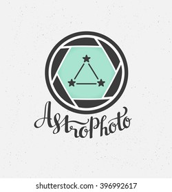 Space Photography label  in hipster Style. Vector Illustration