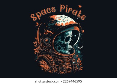 Space Pirate Rum, Vektorgrafik für T-Shirt