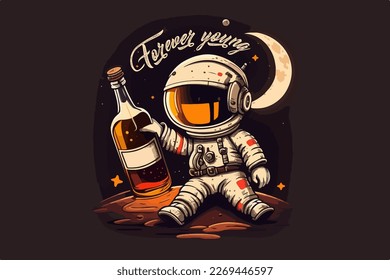 Space Pirate rum vector illustration for t-shirt