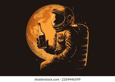 Space Pirate rum vector illustration for t-shirt