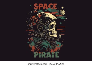 Space Pirate rum vector illustration for t-shirt