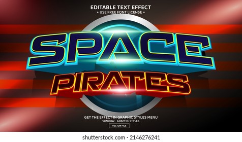 Plantilla de efecto de texto editable 3D pirata espacio