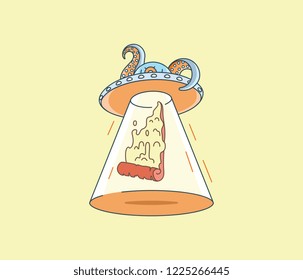 Space pizza hunters is a vector illustration about quality hand made italian style pizza