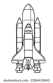 space plane with black and white outline vector