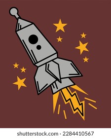 space plane outerspace with star graphic for tshirt vector