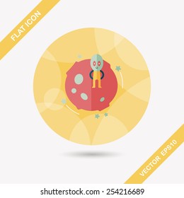 Space planet and alien flat icon with long shadow,eps10