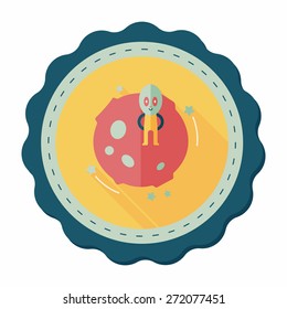Space planet and alien flat icon with long shadow,eps10