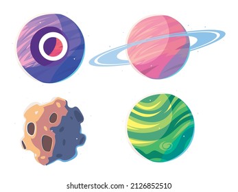 space planet and asteroid icons