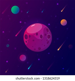 Space Planet Background Planets Surface Craters Stock Vector (Royalty ...