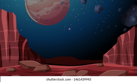 Space planet background scene illustration