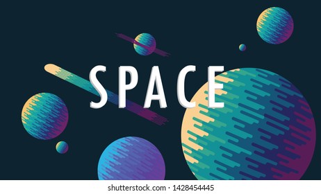 Space and planet background vector illustration