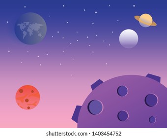 Space and planet background,vector illustration.