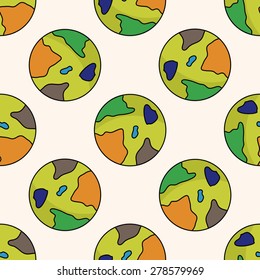 Space planet, cartoon seamless pattern background
