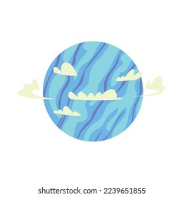 space planet and clouds icon isolated