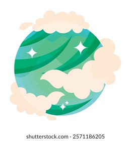 space planet with clouds isolated design