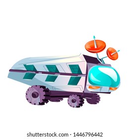 Space planet colonization vector cartoon illustration. Futuristic technology, sci-fi construction, mars rover for space exploration isolated on white background