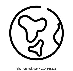 Space planet earth with moon flat icon. Pictogram for web. Line stroke. Isolated on white background. Vector eps10