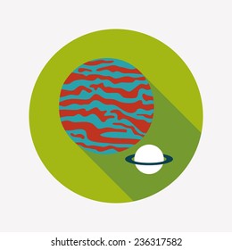Space planet flat icon with long shadow,eps10