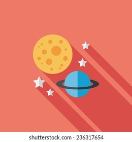 Space planet flat icon with long shadow,eps10
