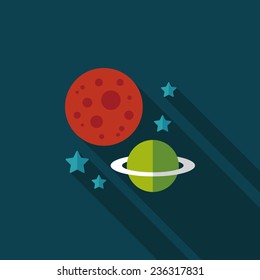 Space planet flat icon with long shadow,eps10