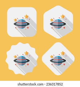 Space planet flat icon with long shadow,eps10